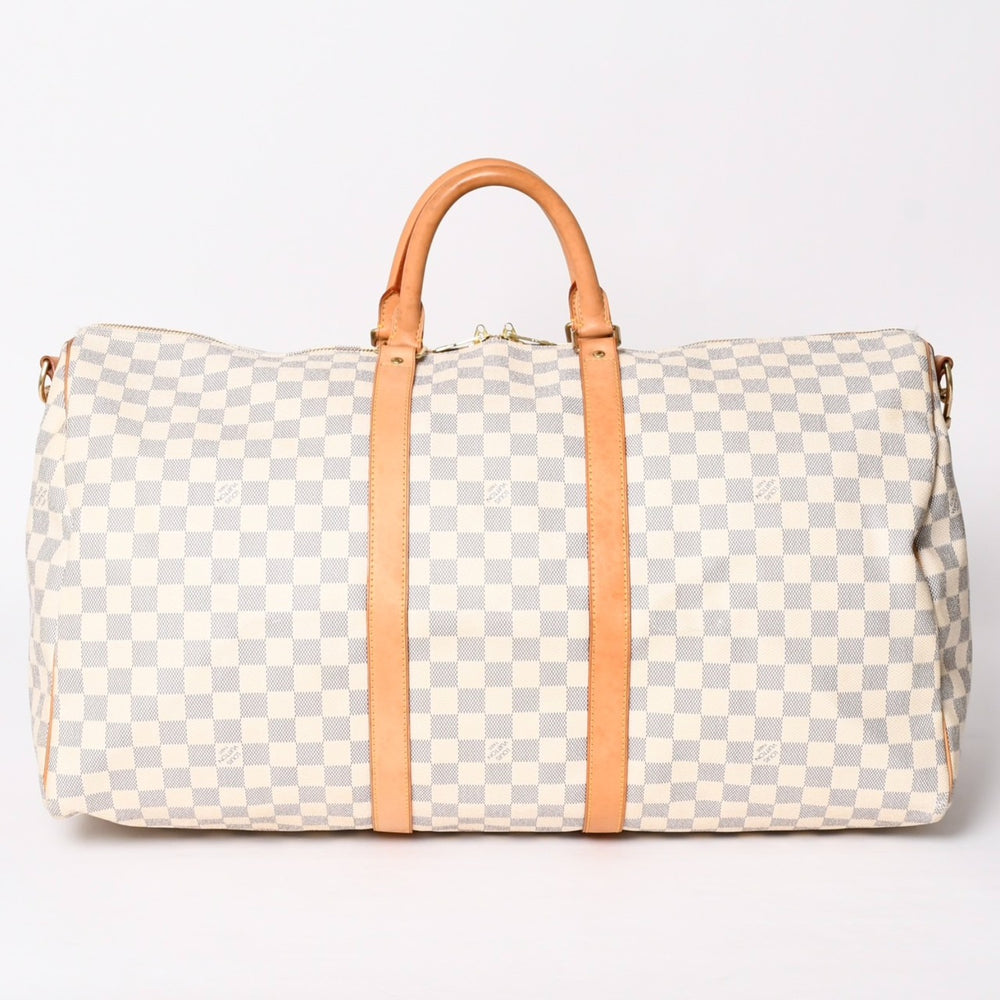 極美品 LOUIS VUITTON ルイヴィトン ボストンバッグ N41429 キーポルバンドリエール55 ベージュ ダミエアズール 中古 4a001916