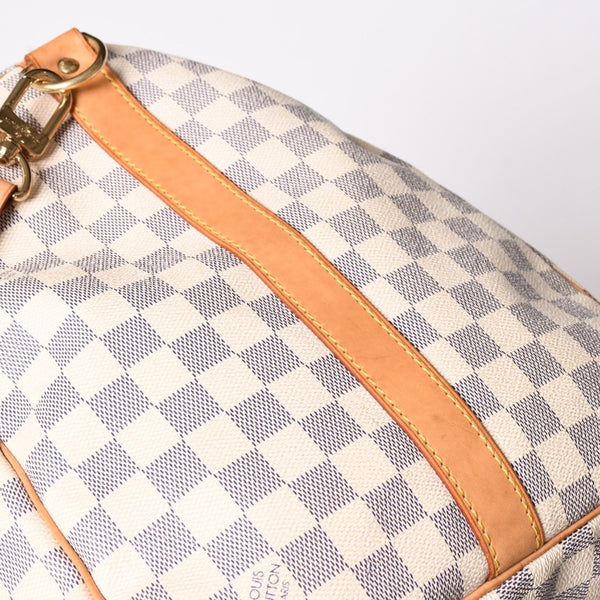 Very good condition LOUIS VUITTON Boston bag N41429 Keepall Bandouliere 55 Beige Damier Azur Used 4a001916