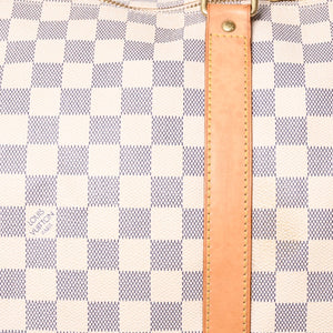 Very good condition LOUIS VUITTON Boston bag N41429 Keepall Bandouliere 55 Beige Damier Azur Used 4a001916