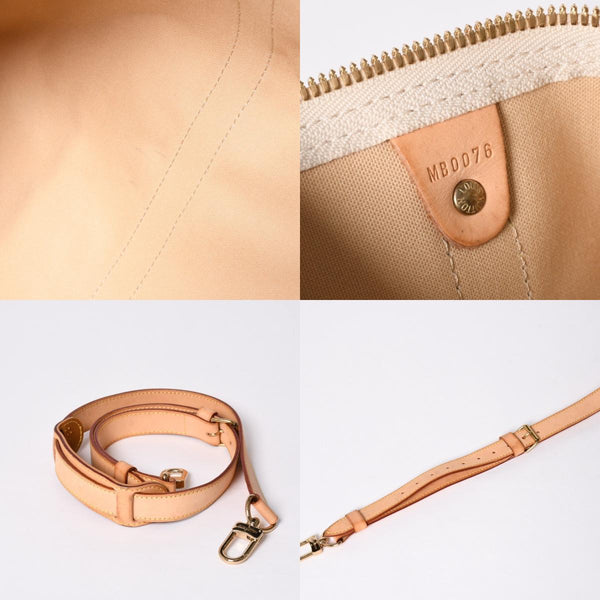Very good condition LOUIS VUITTON Boston bag N41429 Keepall Bandouliere 55 Beige Damier Azur Used 4a001916