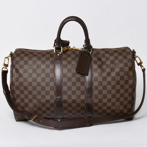 Very good condition LOUIS VUITTON Keepall Bandouliere 45 Boston bag N41428 Damier Ebene leather Gold hardware Used 4a001915
