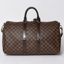 画像をギャラリービューアに読み込む, 極美品 LOUIS VUITTON ルイヴィトン キーポル バンドリエール45 ボストンバッグ N41428 ダミエ エベヌ レザー ゴールド金具 中古 4a001915