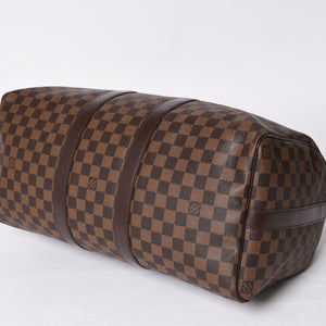 Very good condition LOUIS VUITTON Keepall Bandouliere 45 Boston bag N41428 Damier Ebene leather Gold hardware Used 4a001915