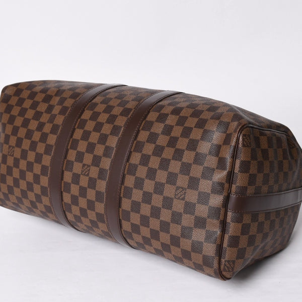 Very good condition LOUIS VUITTON Keepall Bandouliere 45 Boston bag N41428 Damier Ebene leather Gold hardware Used 4a001915