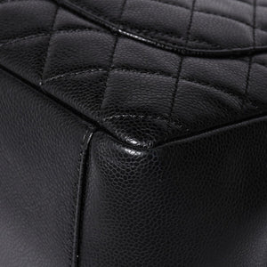 Very Good Condition CHANEL GST Caviar Skin Matelasse Chain Tote Bag No. 18 Shoulder Bag Black Gold Hardware Used 4a001924