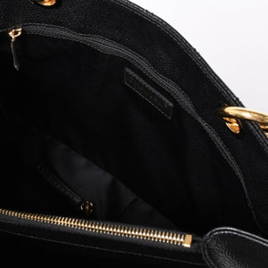 Very Good Condition CHANEL GST Caviar Skin Matelasse Chain Tote Bag No. 18 Shoulder Bag Black Gold Hardware Used 4a001924