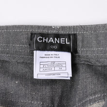 画像をギャラリービューアに読み込む, 極美品 CHANEL シャネル フレアベルボトムデニムパンツ ココマーク ラインストーン グレー フレア ブーツカット P17693 ホワイトステッチ 中古 4a002149