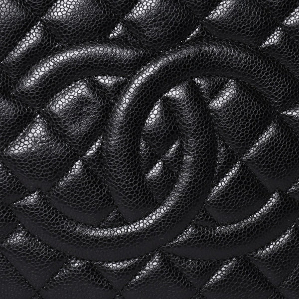 Very Good Condition CHANEL GST Caviar Skin Matelasse Chain Tote Bag No. 18 Shoulder Bag Black Gold Hardware Used 4a001924