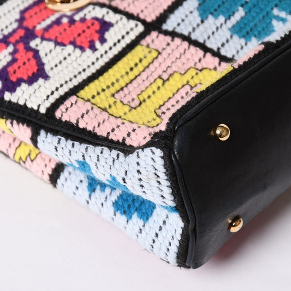 CHANEL シャネル アイコン チェーンワンショルダーバッグ 8番台 ココマーク ウール レザー マルチカラー ゴールド金具 美品 中古 4a001925
