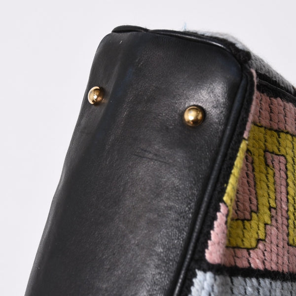 CHANEL シャネル アイコン チェーンワンショルダーバッグ 8番台 ココマーク ウール レザー マルチカラー ゴールド金具 美品 中古 4a001925