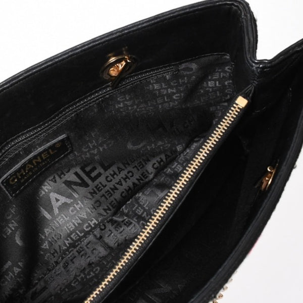 CHANEL シャネル アイコン チェーンワンショルダーバッグ 8番台 ココマーク ウール レザー マルチカラー ゴールド金具 美品 中古 4a001925