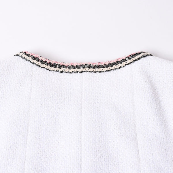 CHANEL シャネル ツイード ノーカラージャケット P62692V46662 サイズ50 ココマーク ホワイト KOKI愛用 美品 中古 4b012761