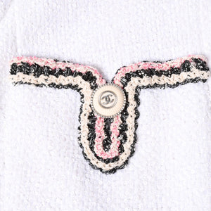 CHANEL シャネル ツイード ノーカラージャケット P62692V46662 サイズ50 ココマーク ホワイト KOKI愛用 美品 中古 4b012761