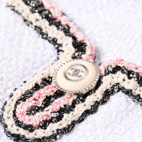 CHANEL シャネル ツイード ノーカラージャケット P62692V46662 サイズ50 ココマーク ホワイト KOKI愛用 美品 中古 4b012761