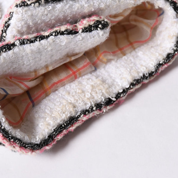 CHANEL シャネル ツイード ノーカラージャケット P62692V46662 サイズ50 ココマーク ホワイト KOKI愛用 美品 中古 4b012761