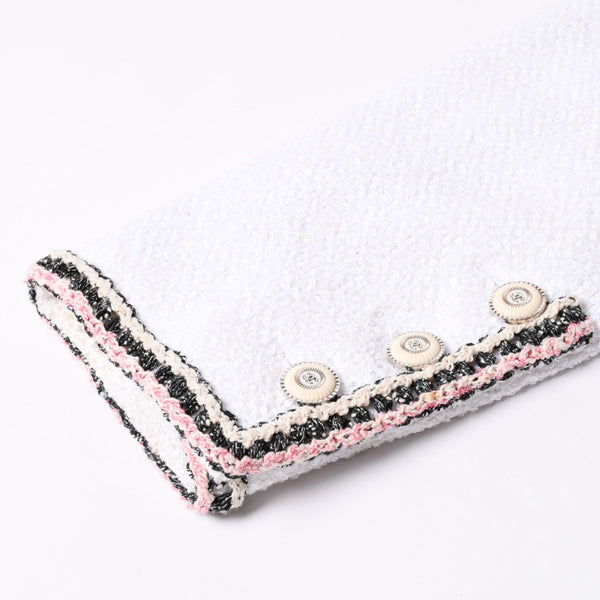 CHANEL シャネル ツイード ノーカラージャケット P62692V46662 サイズ50 ココマーク ホワイト KOKI愛用 美品 中古 4b012761