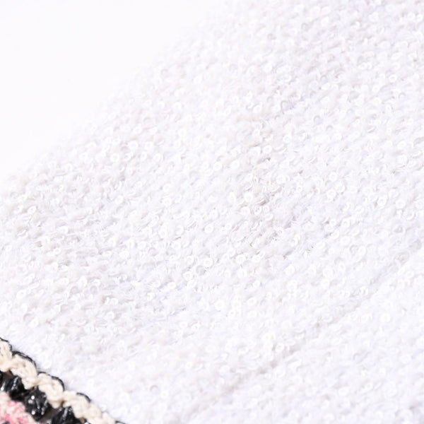 CHANEL シャネル ツイード ノーカラージャケット P62692V46662 サイズ50 ココマーク ホワイト KOKI愛用 美品 中古 4b012761