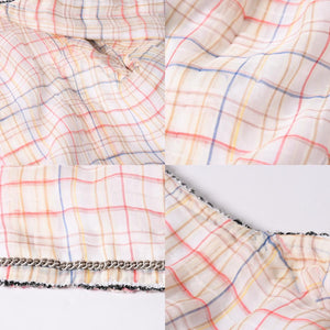 CHANEL シャネル ツイード ノーカラージャケット P62692V46662 サイズ50 ココマーク ホワイト KOKI愛用 美品 中古 4b012761