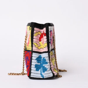 CHANEL シャネル アイコン チェーンワンショルダーバッグ 8番台 ココマーク ウール レザー マルチカラー ゴールド金具 美品 中古 4a001925