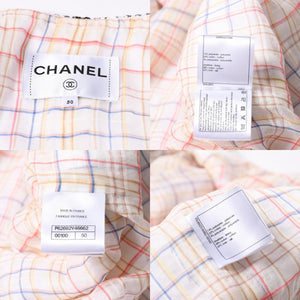 CHANEL シャネル ツイード ノーカラージャケット P62692V46662 サイズ50 ココマーク ホワイト KOKI愛用 美品 中古 4b012761