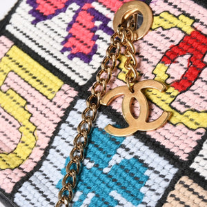CHANEL シャネル アイコン チェーンワンショルダーバッグ 8番台 ココマーク ウール レザー マルチカラー ゴールド金具 美品 中古 4a001925