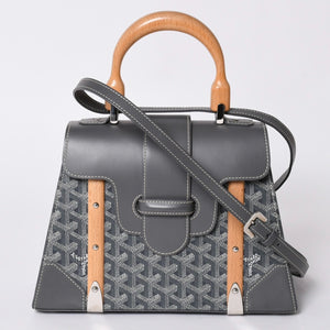 新品同様 Goyard ゴヤールサイゴンPM 2WAYショルダーバッグ ハンドバッグ ゴヤールディンキャンバス グレー ウッド 4a001933