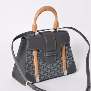 新品同様 Goyard ゴヤールサイゴンPM 2WAYショルダーバッグ ハンドバッグ ゴヤールディンキャンバス グレー ウッド 4a001933