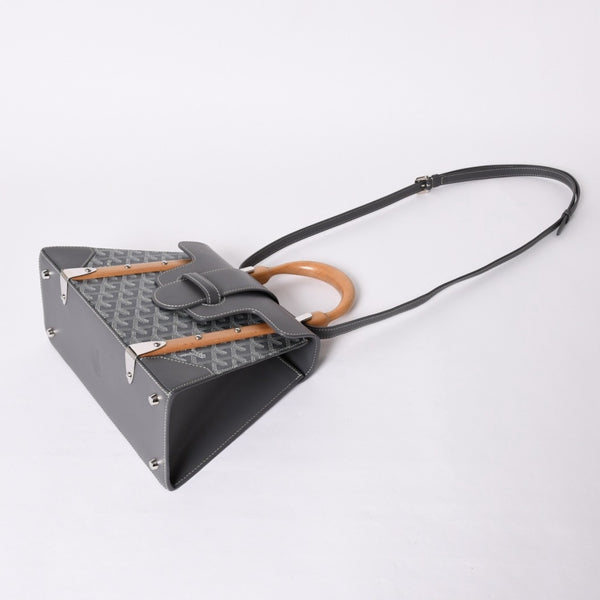 新品同様 Goyard ゴヤールサイゴンPM 2WAYショルダーバッグ ハンドバッグ ゴヤールディンキャンバス グレー ウッド 4a001933
