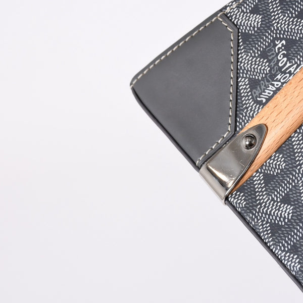 新品同様 Goyard ゴヤールサイゴンPM 2WAYショルダーバッグ ハンドバッグ ゴヤールディンキャンバス グレー ウッド 4a001933