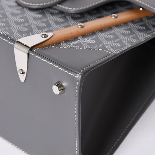 新品同様 Goyard ゴヤールサイゴンPM 2WAYショルダーバッグ ハンドバッグ ゴヤールディンキャンバス グレー ウッド 4a001933