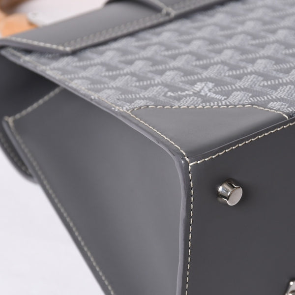 新品同様 Goyard ゴヤールサイゴンPM 2WAYショルダーバッグ ハンドバッグ ゴヤールディンキャンバス グレー ウッド 4a001933