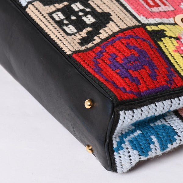CHANEL シャネル アイコン チェーンワンショルダーバッグ 8番台 ココマーク ウール レザー マルチカラー ゴールド金具 美品 中古 4a001925