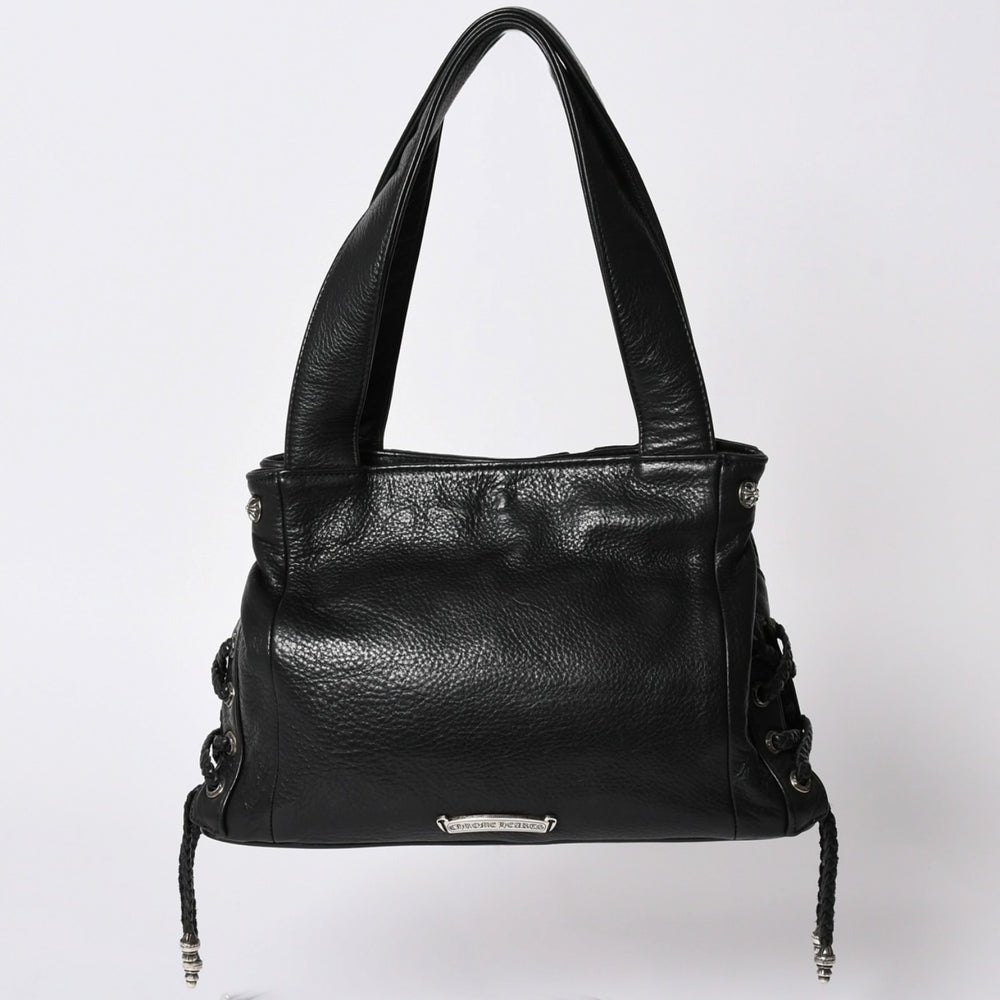 極美品 CHROME HEARTS クロムハーツ JJ DEAN スモール JJディーン ハンドバッグ レザーライダース シルバ−925 ブラック 中古 4a001969