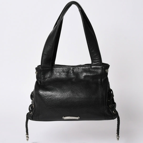 極美品 CHROME HEARTS クロムハーツ JJ DEAN スモール JJディーン ハンドバッグ レザーライダース シルバ−925 ブラック 中古 4a001969