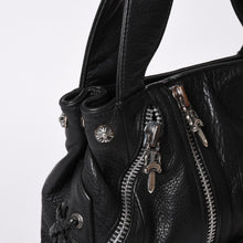 画像をギャラリービューアに読み込む, 極美品 CHROME HEARTS クロムハーツ JJ DEAN スモール JJディーン ハンドバッグ レザーライダース シルバ−925 ブラック 中古 4a001969