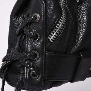 極美品 CHROME HEARTS クロムハーツ JJ DEAN スモール JJディーン ハンドバッグ レザーライダース シルバ−925 ブラック 中古 4a001969
