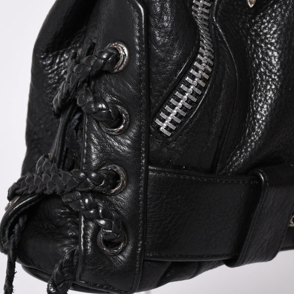 極美品 CHROME HEARTS クロムハーツ JJ DEAN スモール JJディーン ハンドバッグ レザーライダース シルバ−925 ブラック 中古 4a001969