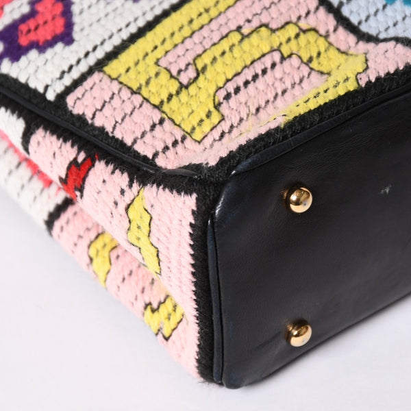 CHANEL シャネル アイコン チェーンワンショルダーバッグ 8番台 ココマーク ウール レザー マルチカラー ゴールド金具 美品 中古 4a001925
