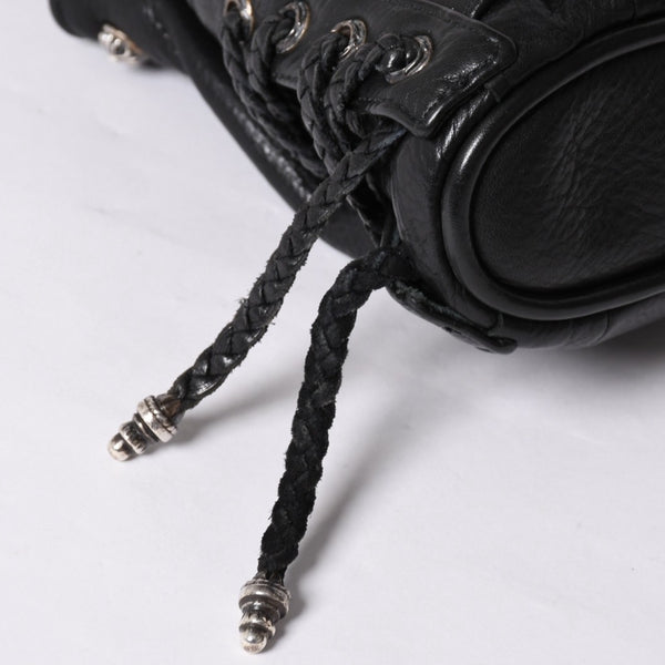極美品 CHROME HEARTS クロムハーツ JJ DEAN スモール JJディーン ハンドバッグ レザーライダース シルバ−925 ブラック 中古 4a001969