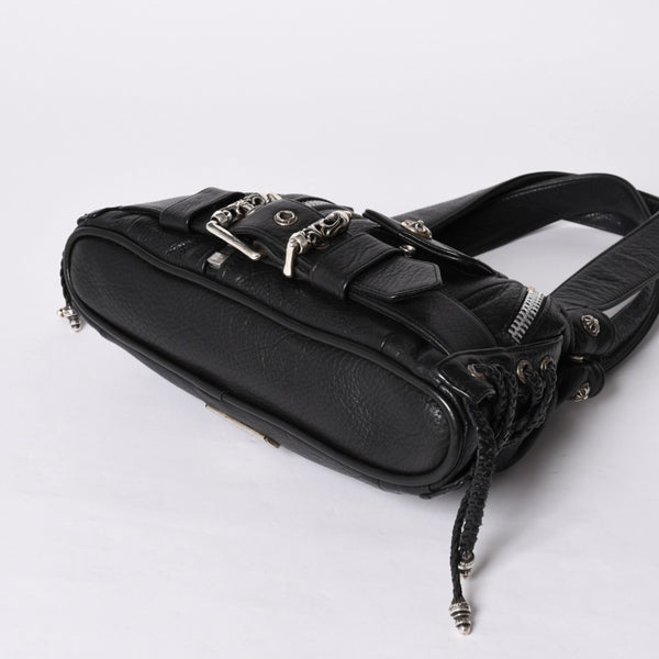 極美品 CHROME HEARTS クロムハーツ JJ DEAN スモール JJディーン ハンドバッグ レザーライダース シルバ−925 ブラック 中古 4a001969