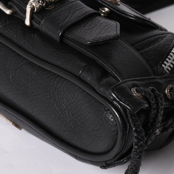 極美品 CHROME HEARTS クロムハーツ JJ DEAN スモール JJディーン ハンドバッグ レザーライダース シルバ−925 ブラック 中古 4a001969