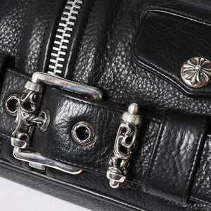 極美品 CHROME HEARTS クロムハーツ JJ DEAN スモール JJディーン ハンドバッグ レザーライダース シルバ−925 ブラック 中古 4a001969