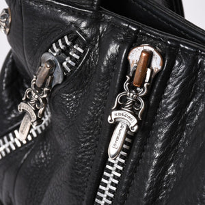 極美品 CHROME HEARTS クロムハーツ JJ DEAN スモール JJディーン ハンドバッグ レザーライダース シルバ−925 ブラック 中古 4a001969
