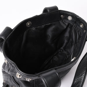 極美品 CHROME HEARTS クロムハーツ JJ DEAN スモール JJディーン ハンドバッグ レザーライダース シルバ−925 ブラック 中古 4a001969