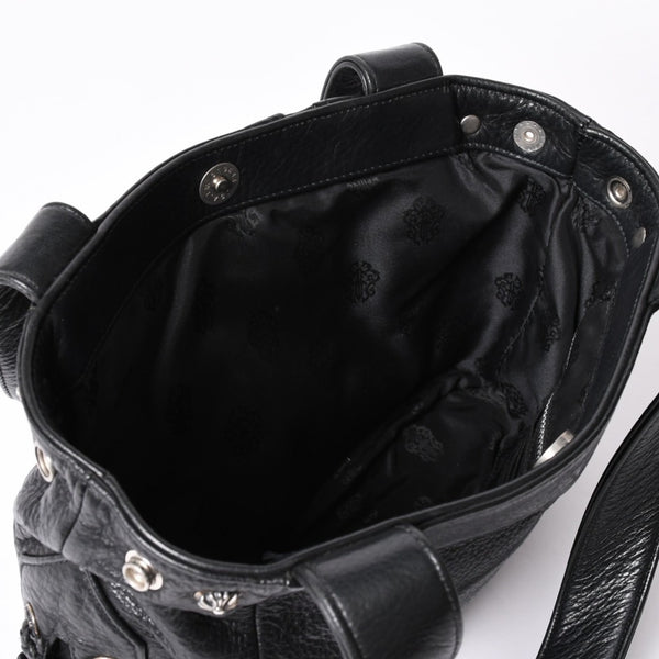 極美品 CHROME HEARTS クロムハーツ JJ DEAN スモール JJディーン ハンドバッグ レザーライダース シルバ−925 ブラック 中古 4a001969