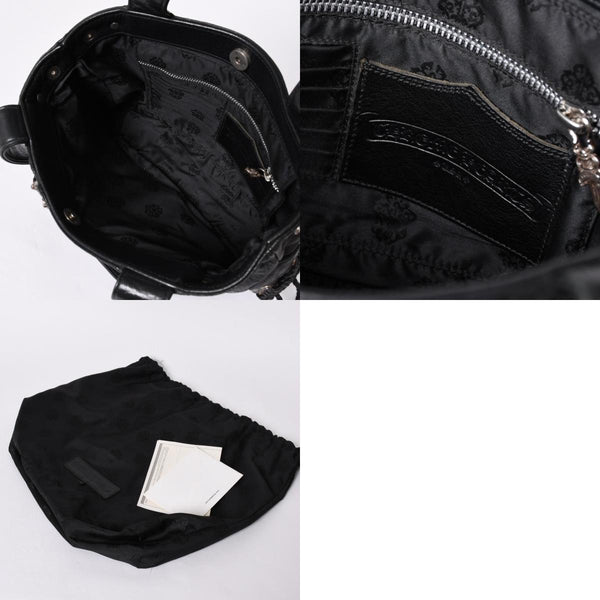 極美品 CHROME HEARTS クロムハーツ JJ DEAN スモール JJディーン ハンドバッグ レザーライダース シルバ−925 ブラック 中古 4a001969