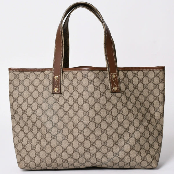極美品 GUUCI グッチ Tote Bag トートバッグ GGキャンバス ブラウン ベージュ 211134 ゴールド金具 中古 4a001927
