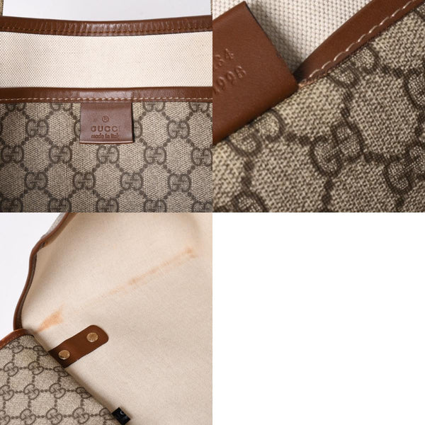 極美品 GUUCI グッチ Tote Bag トートバッグ GGキャンバス ブラウン ベージュ 211134 ゴールド金具 中古 4a001927