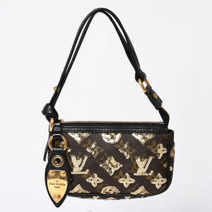 極美品 LOUIS VUITTON ルイヴィトン ミニポシェットアクセソワール アクセサリーポーチ M60125 モノグラムエクリプス スパンコール 中古 4a002091