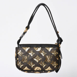 極美品 LOUIS VUITTON ルイヴィトン ミニポシェットアクセソワール アクセサリーポーチ M60125 モノグラムエクリプス スパンコール 中古 4a002091